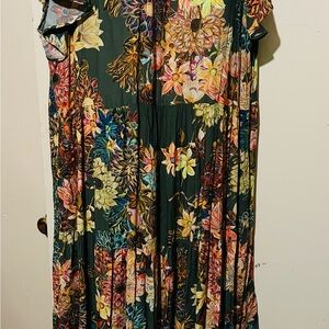 Uncle Frank Floral Maxi Dress - Green and Multicolor